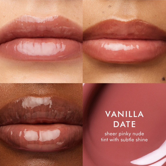 Moroccanoil Vanilla Date Lip Balm pinky nude tint swatch