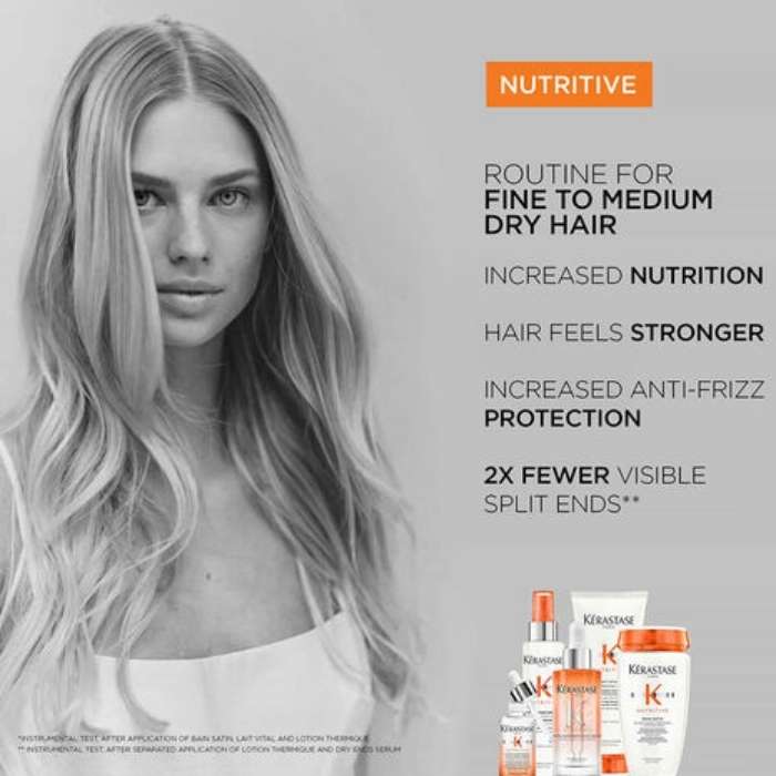 Kérastase Nutritive Bain Satin Hydrating Shampoo for Dry Hair 250ml – Up to 90% more shine