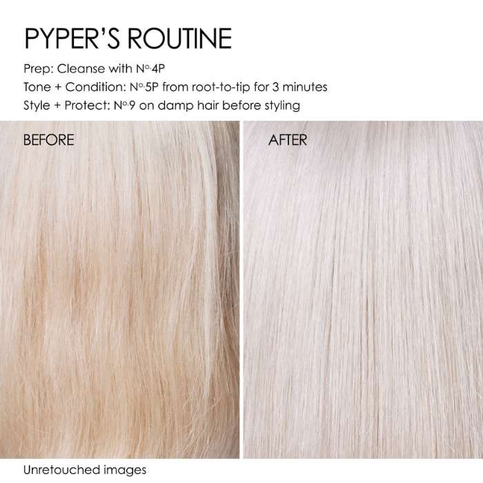 Olaplex Nº.5P BLONDE ENHANCER TONING CONDITIONER BEFORE AFTER