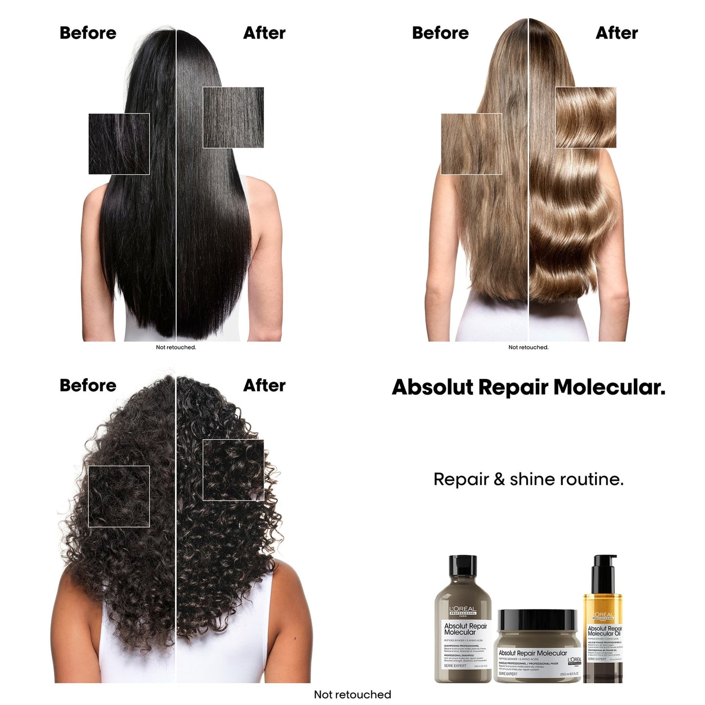 LOREAL PROFESSIONAL Absolut Repair Molecular Professional Bi-phase Oil for damaged hair.