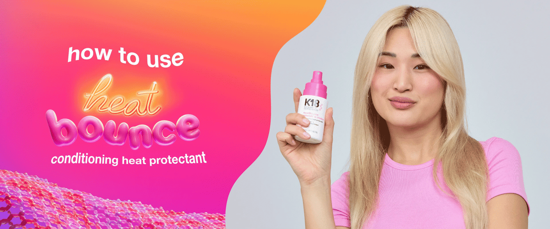 Woman styling healthy hair with heat protection applied