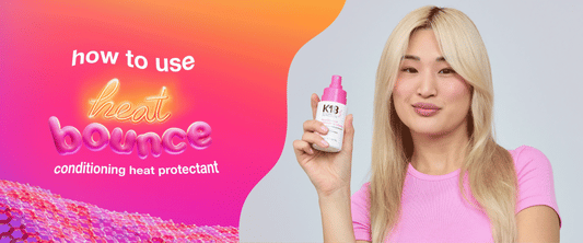 Woman styling healthy hair with heat protection applied