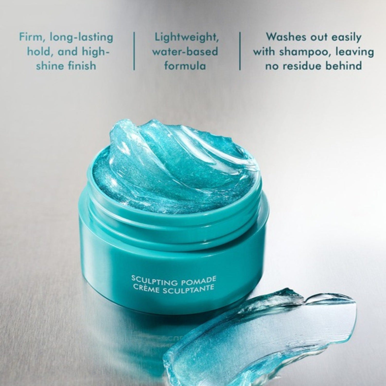 Moroccanoil Sculpting Pomade used to create a sleek slicked-back style