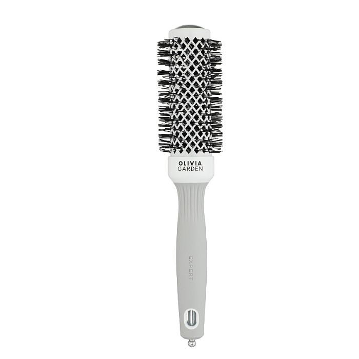 Olivia Garden Ceramic + Ion Round Thermal Brush — White & Grey – view 8