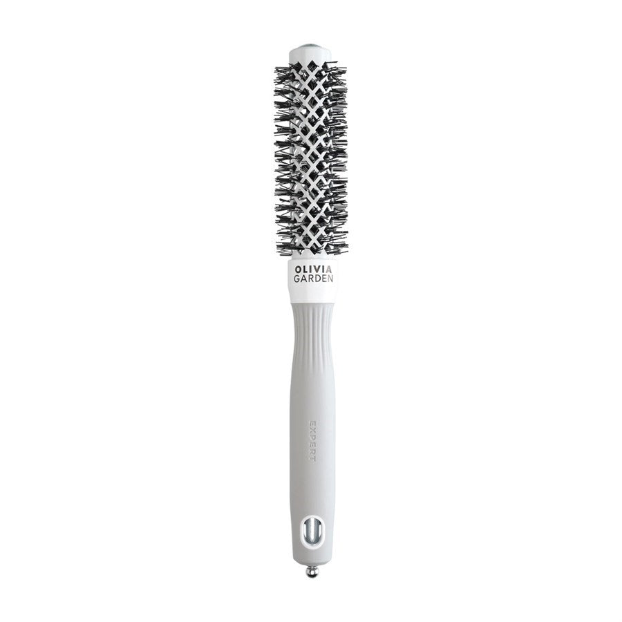 Olivia Garden Ceramic + Ion round thermal brush in white and grey with black bristles