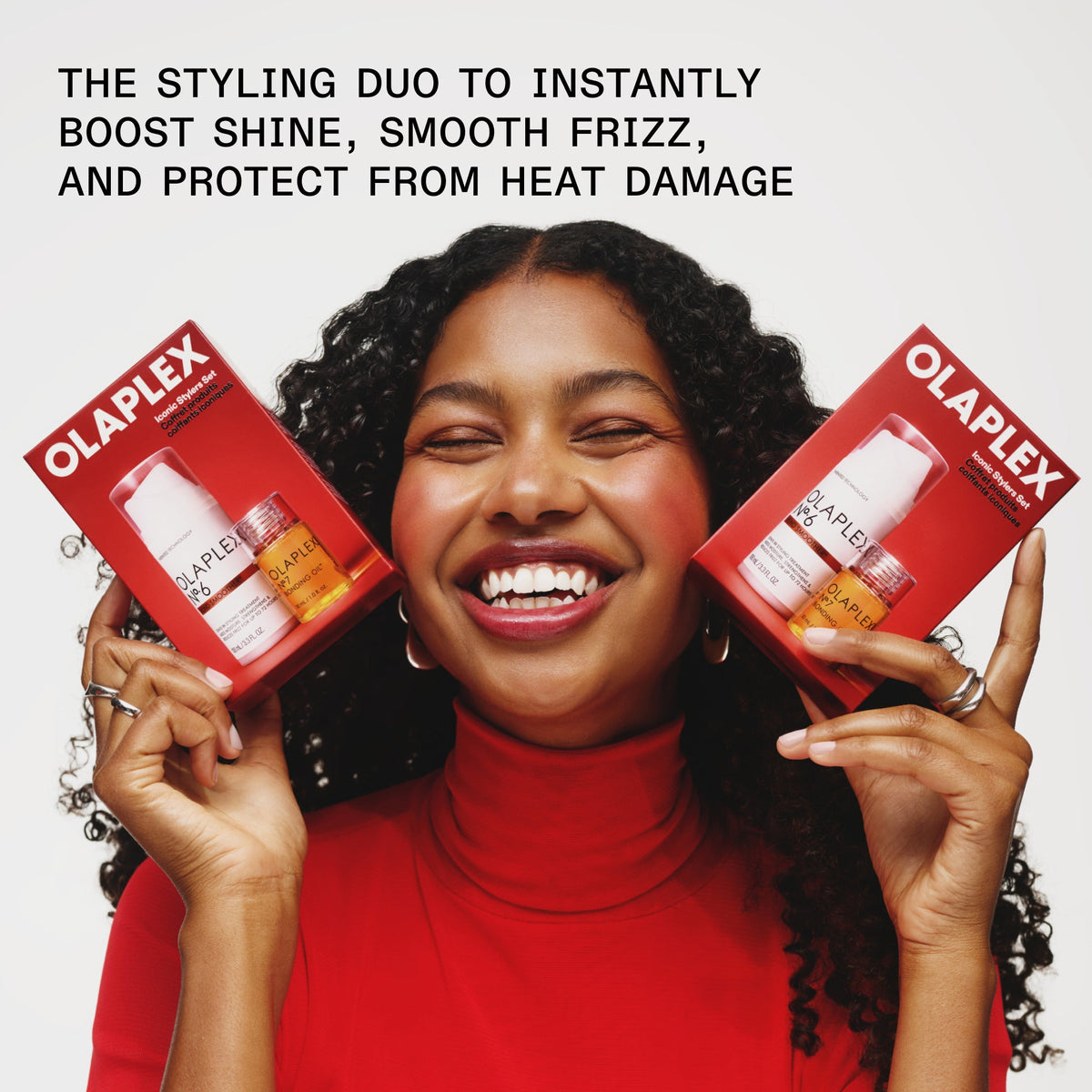 OLAPLEX Iconic Stylers Set benefits: smooth, shiny, heat-protected hair