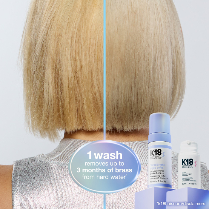 K18 TripleBright Purple Shampoo before and after result