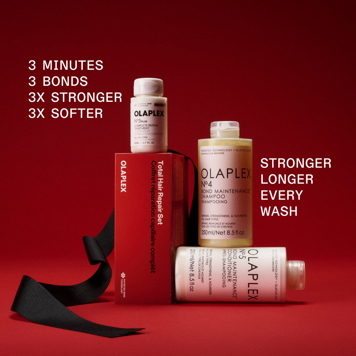 OLAPLEX Total Hair Repair Set: 3 minutes, 3 bonds, 3X stronger, 3X softer hair