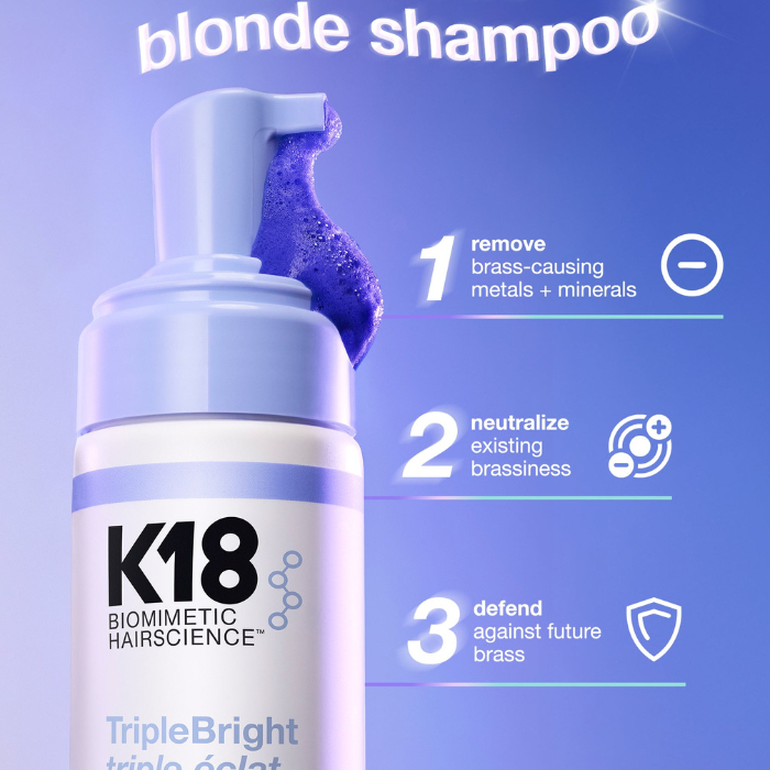 K18 TripleBright Purple Shampoo foam texture
