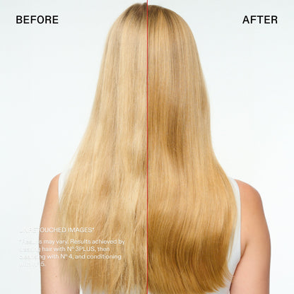OLAPLEX Total Hair Repair Set before and after on long blonde hair