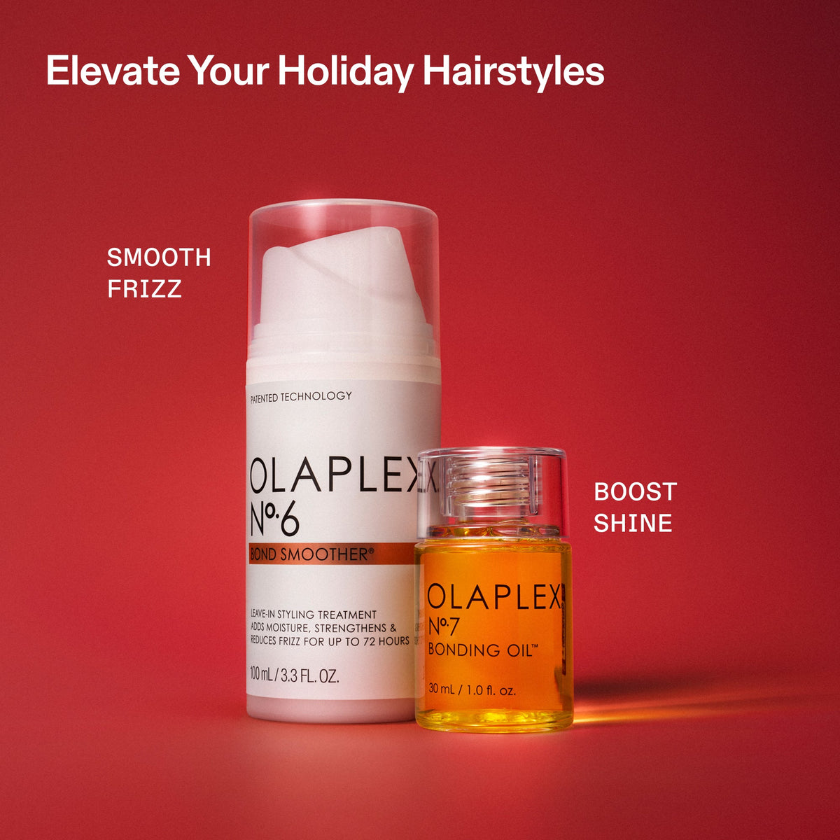 OLAPLEX Iconic Stylers Set styling routine with Nº.6 Bond Smoother and Nº.7 Bonding Oil