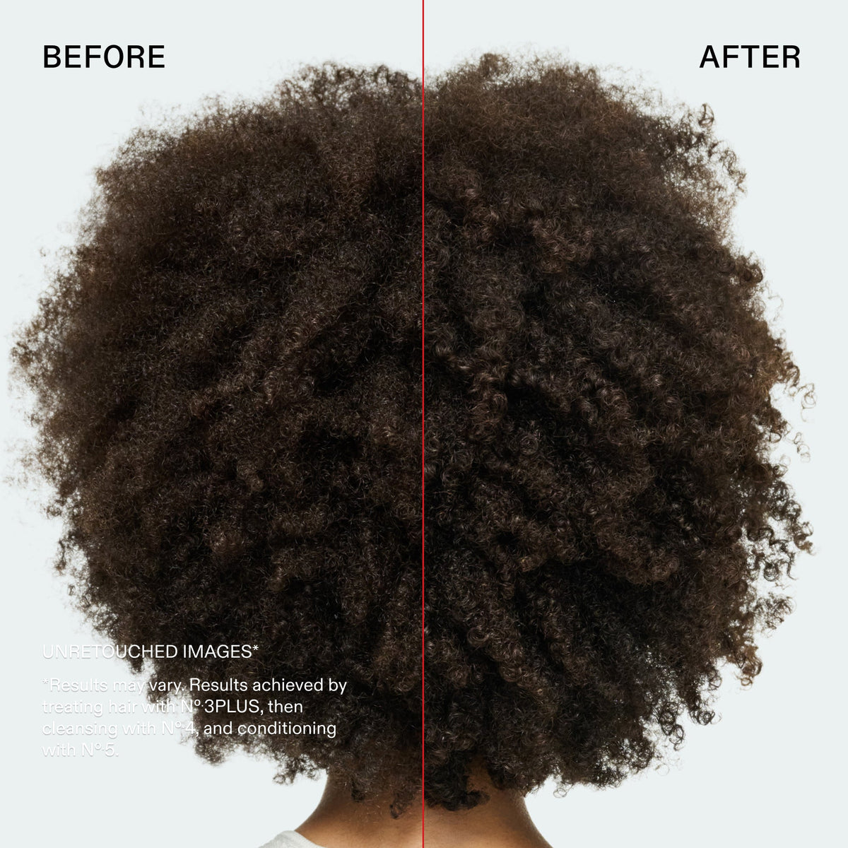 OLAPLEX Total Hair Repair Set before and after on coily hair