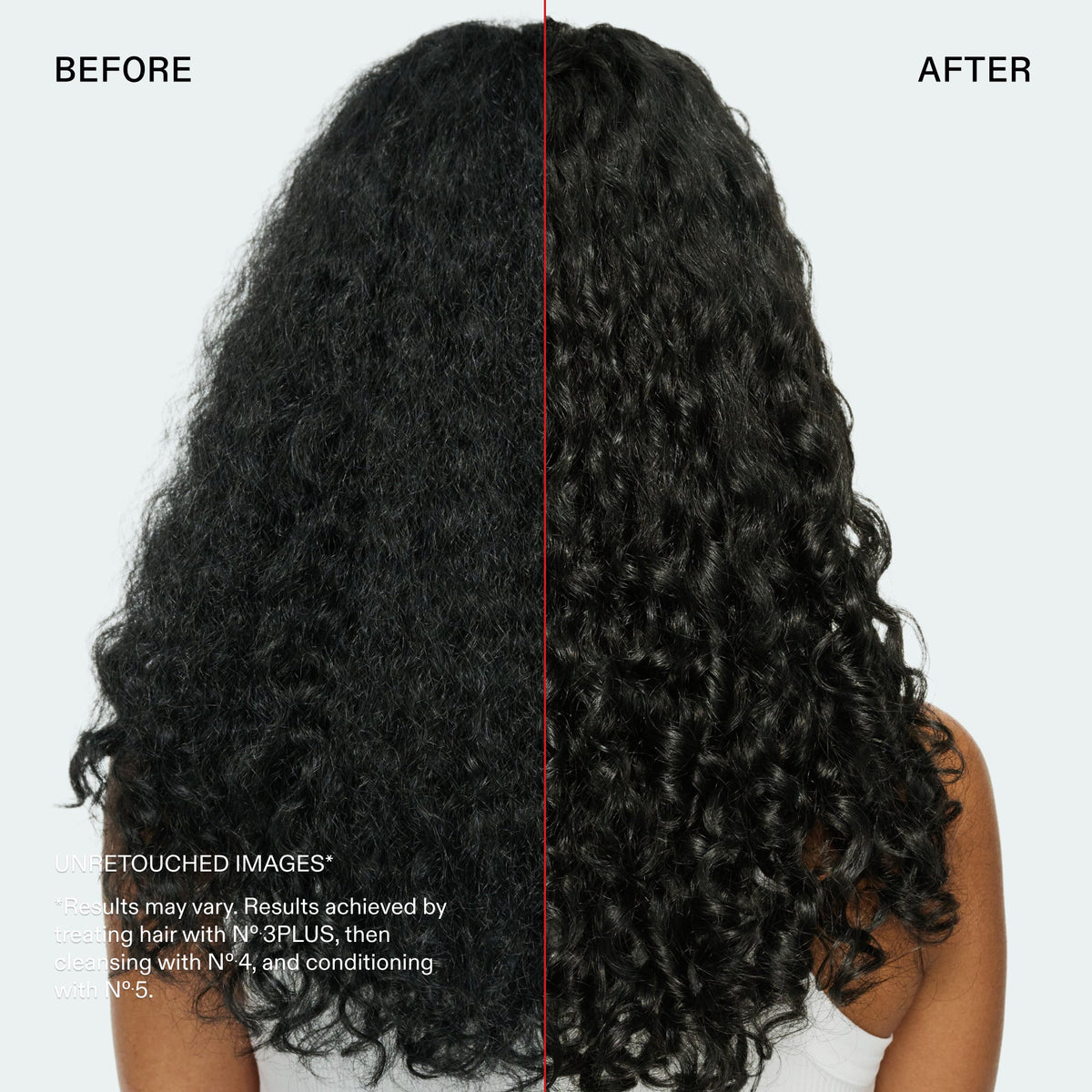 OLAPLEX Total Hair Repair Set before and after on long curly hair