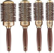 Olivia Garden Expert Blowout Shine Round Brush 55mm — Gold & Brown