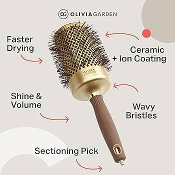 Olivia Garden Expert Blowout Shine Round Brush 55mm — Gold & Brown
