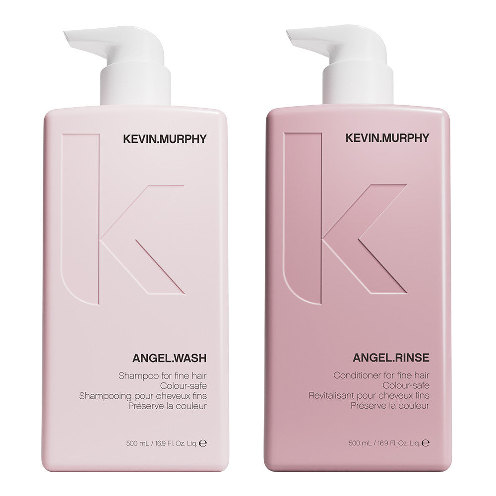 KEVIN.MURPHY ANGEL.WASH and ANGEL.RINSE 500ml pump bottles duo