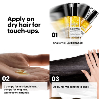 LOREAL PROFESSIONAL Absolut Repair Molecular Professional Bi-phase Oil for damaged hair.