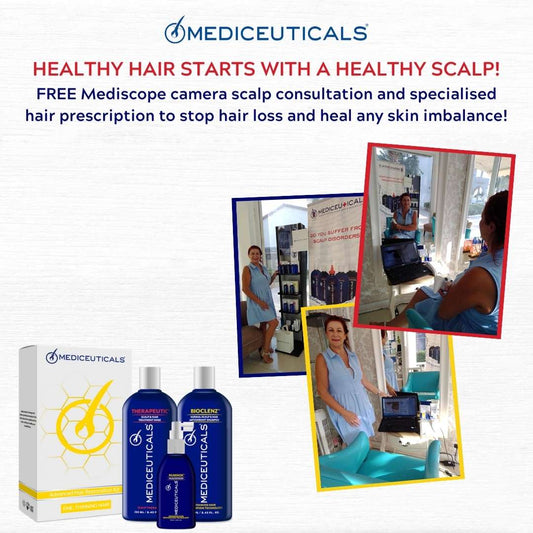 FREE Mediscope camera scalp consultation and specialised hair prescription
